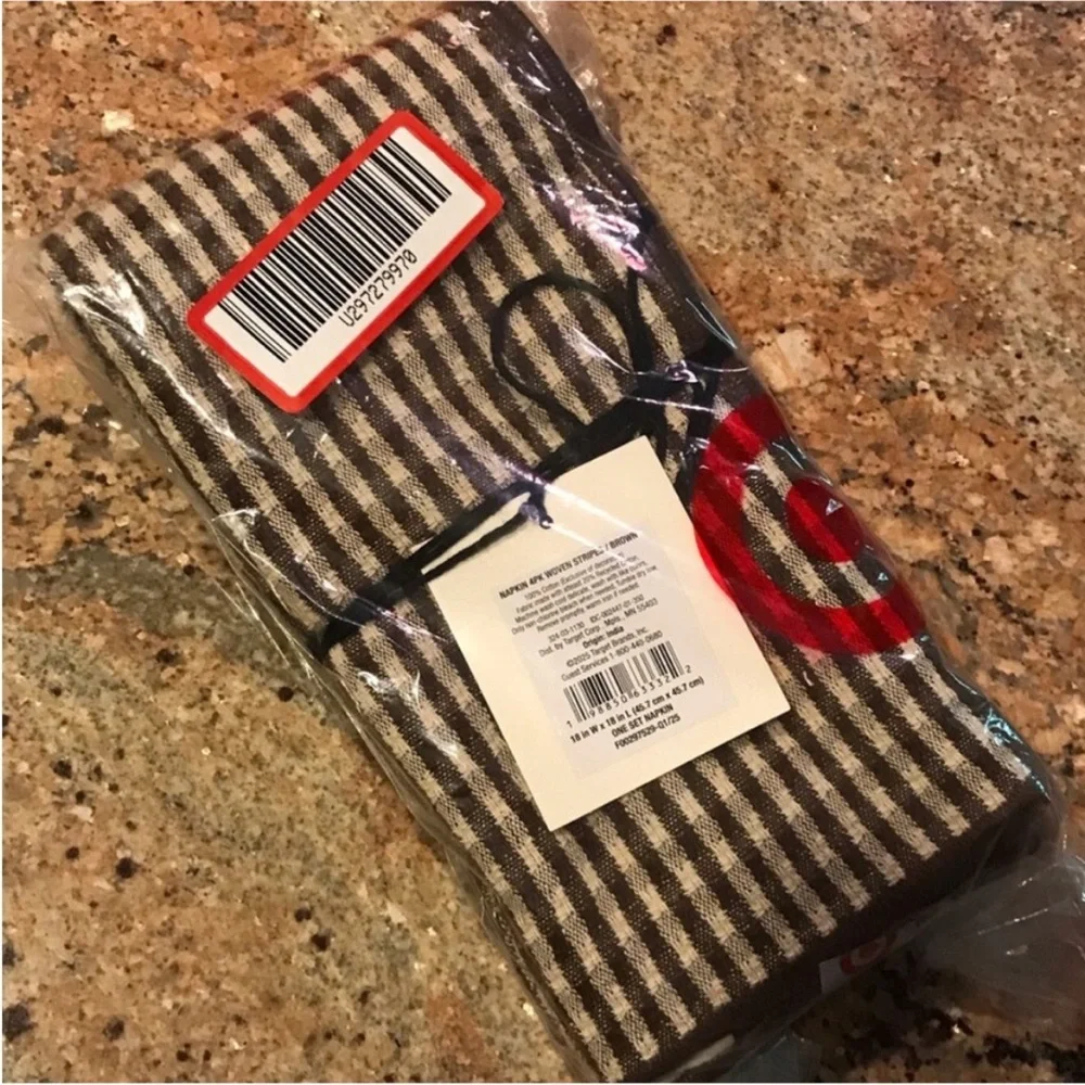 Set of 4 Serged Edge Gingham Cloth Napkins Brown - Hearth & Hand™ with Magnolia